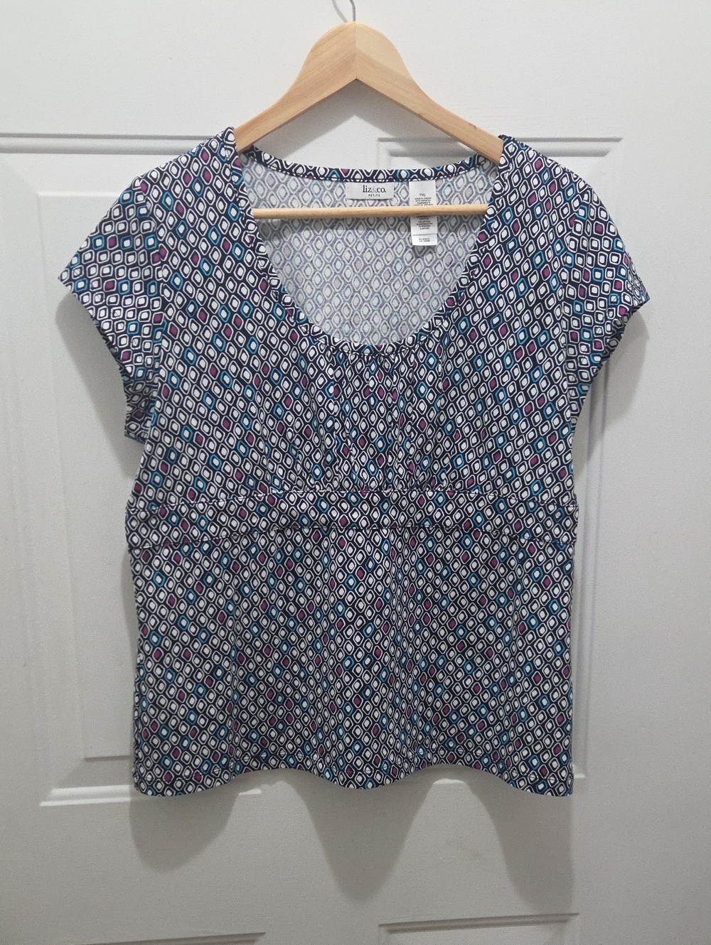 liz & co. Colorful Geometric Short Sleeve Top PXL